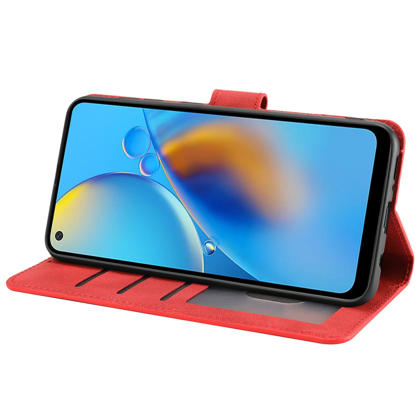 For Oppo A74 4G / F19 Shockproof Case Wallet Phone Shell Anti-Drop Leather Phone Cover with Strap