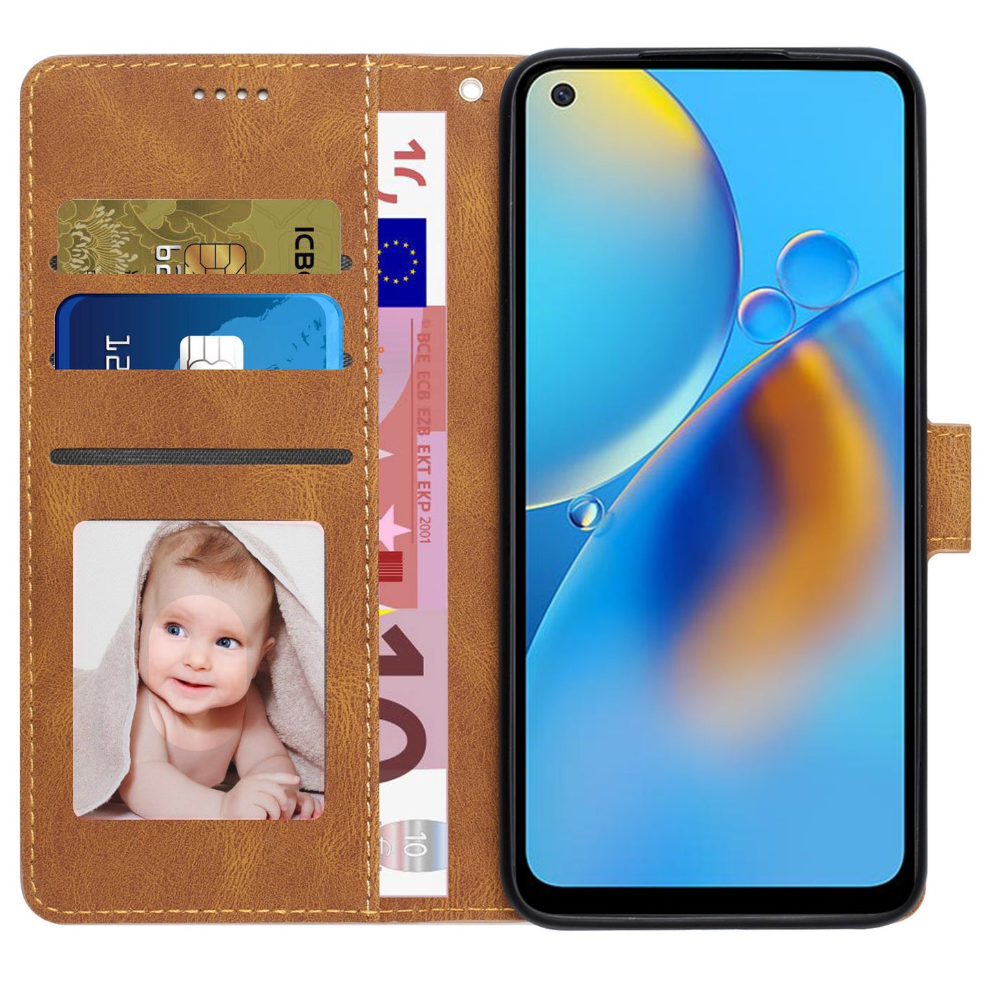 For Oppo A74 4G / F19 Shockproof Case Wallet Phone Shell Anti-Drop Leather Phone Cover with Strap