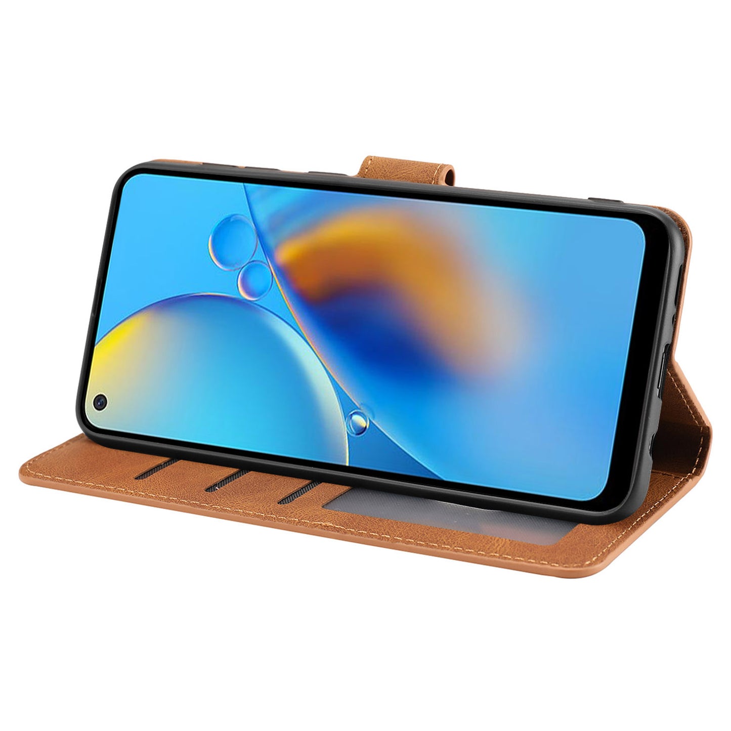 For Oppo A74 4G / F19 Shockproof Case Wallet Phone Shell Anti-Drop Leather Phone Cover with Strap