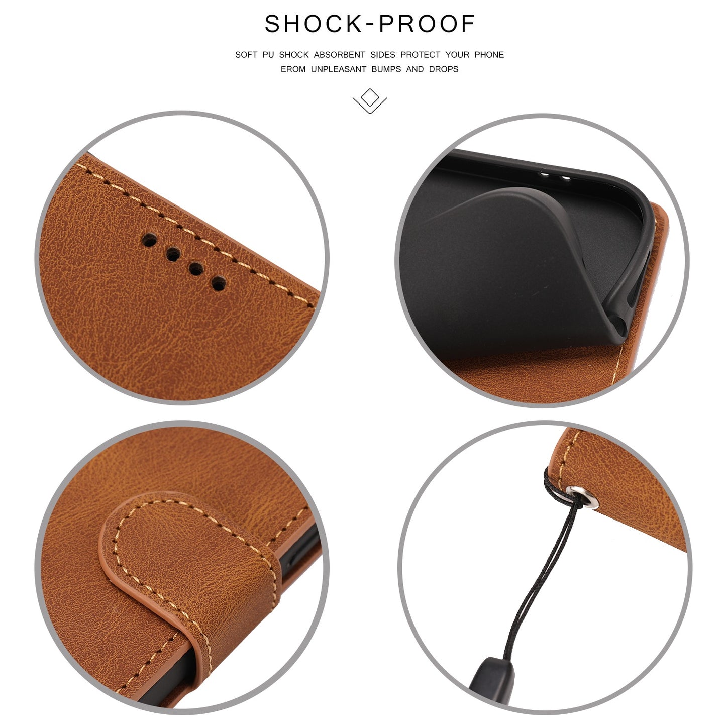 For Oppo A74 4G / F19 Shockproof Case Wallet Phone Shell Anti-Drop Leather Phone Cover with Strap