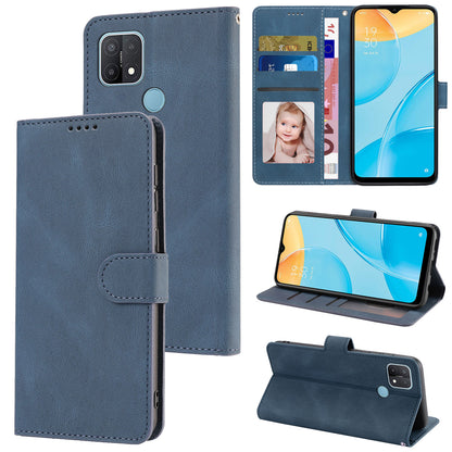 For Oppo A15s / A15 / A35 PU Leather Wallet Case Viewing Stand Magnetic Flip Phone Cover with Strap