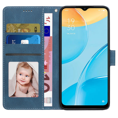 For Oppo A15s / A15 / A35 PU Leather Wallet Case Viewing Stand Magnetic Flip Phone Cover with Strap