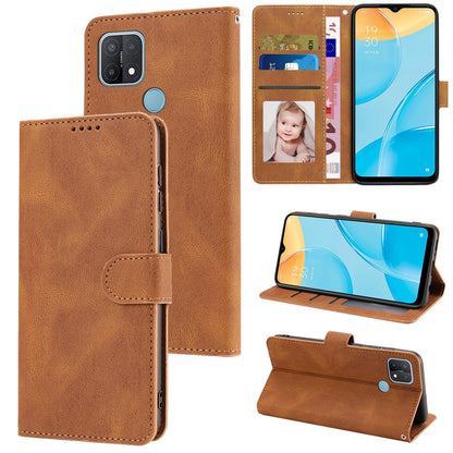 For Oppo A15s / A15 / A35 PU Leather Wallet Case Viewing Stand Magnetic Flip Phone Cover with Strap