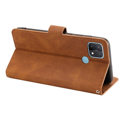 For Oppo A15s / A15 / A35 PU Leather Wallet Case Viewing Stand Magnetic Flip Phone Cover with Strap