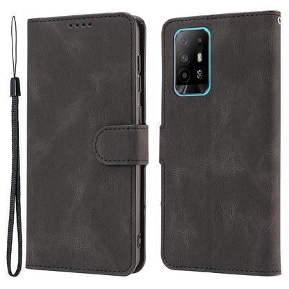 For Oppo A94 5G / Reno5 Z / F19 Pro+ 5G Phone Case PU Leather Wallet Stand Flip Cover with Strap