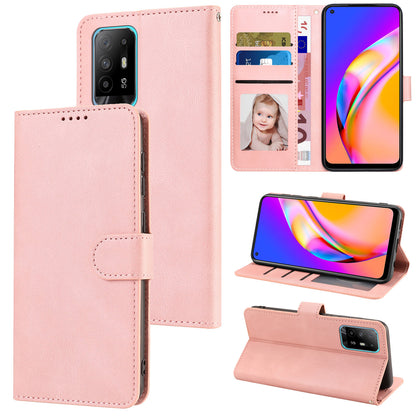 For Oppo A94 5G / Reno5 Z / F19 Pro+ 5G Phone Case PU Leather Wallet Stand Flip Cover with Strap