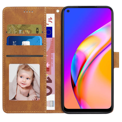 For Oppo A94 5G / Reno5 Z / F19 Pro+ 5G Phone Case PU Leather Wallet Stand Flip Cover with Strap