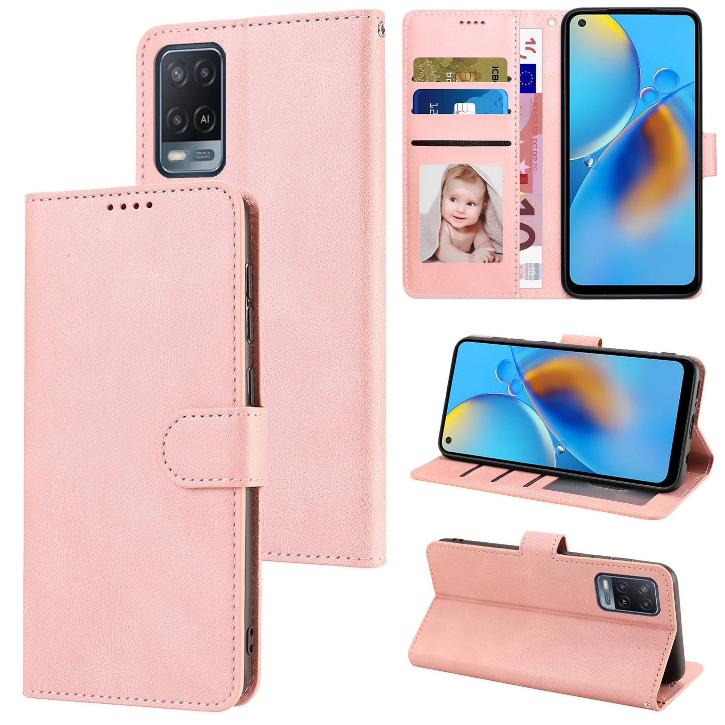 For Oppo A54 4G / A54s / A55 / A55 5G / A55s 5G / A16 / A16s / A53s 5G / A56 5G Phone Case PU Leather Wallet Stand Cover