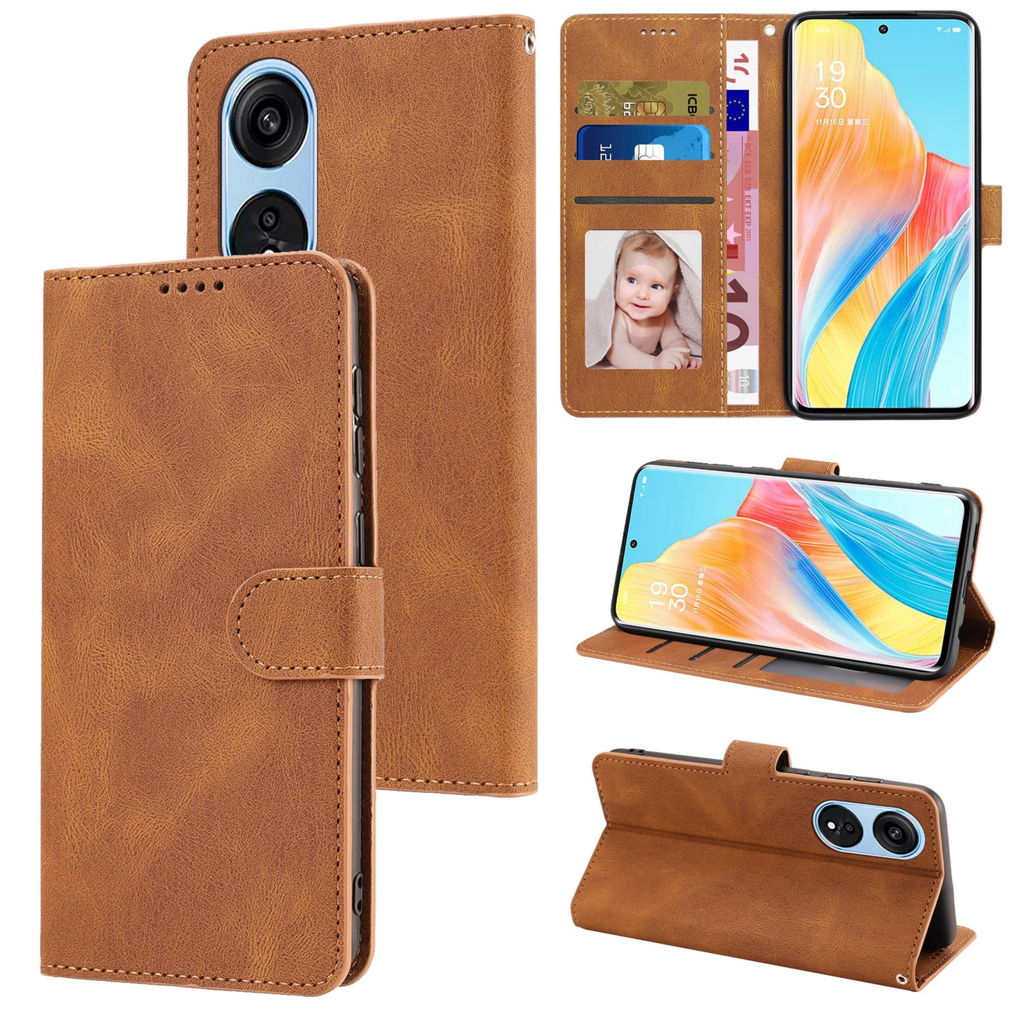For Oppo A1 Pro 5G / Reno8 T 5G PU Leather Wallet Case Stand Flip Phone Cover with Strap