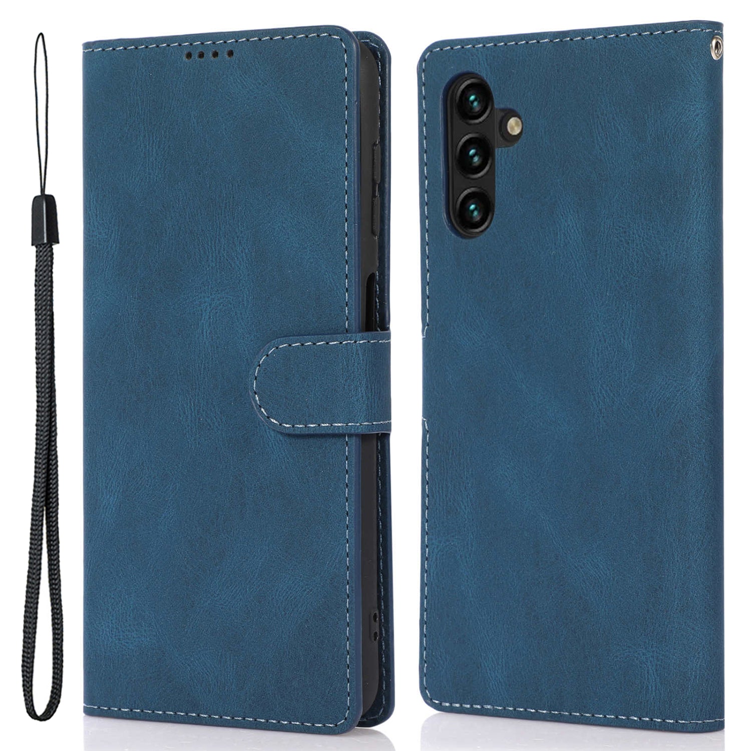 For Samsung Galaxy M14 5G Protective PU Leather Stand Phone Case Wallet Flip Cover with Strap