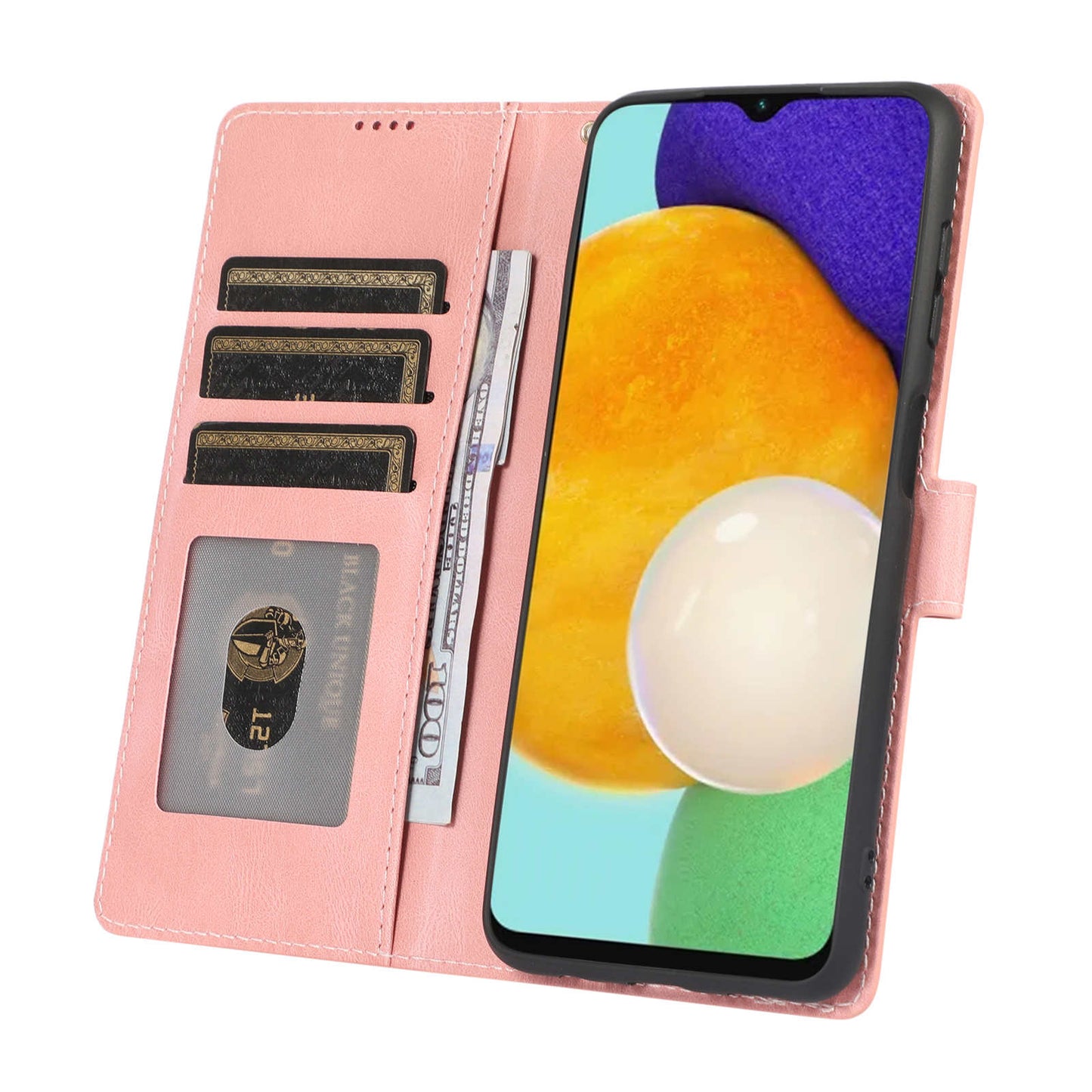 For Samsung Galaxy M14 5G Protective PU Leather Stand Phone Case Wallet Flip Cover with Strap
