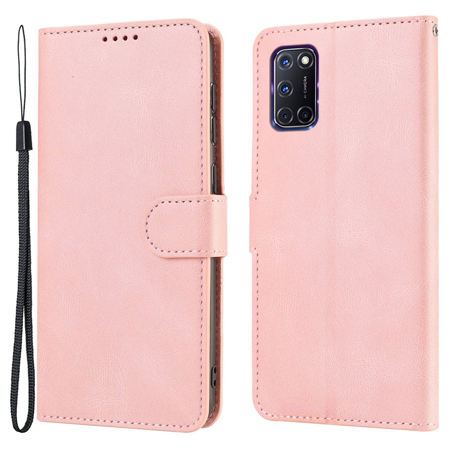 For Oppo A72 / A52 / A92 4G Wallet Phone Case PU Leather Stand Shockproof Flip Cover with Strap
