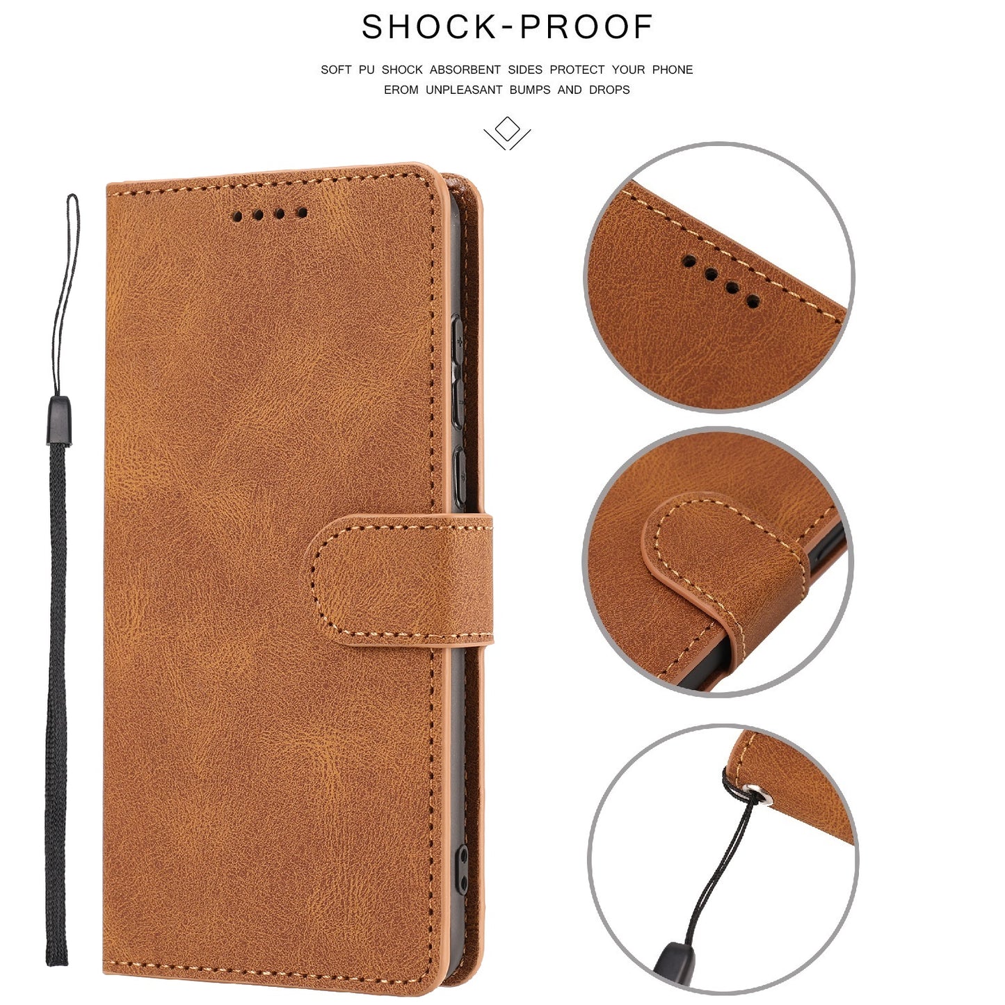 For Oppo A72 / A52 / A92 4G Wallet Phone Case PU Leather Stand Shockproof Flip Cover with Strap