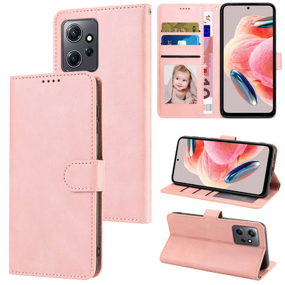 For Xiaomi Redmi Note 12 4G PU Leather Folio Flip Cover Magnetic Closure Wallet Stand Phone Case
