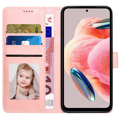 For Xiaomi Redmi Note 12 4G PU Leather Folio Flip Cover Magnetic Closure Wallet Stand Phone Case