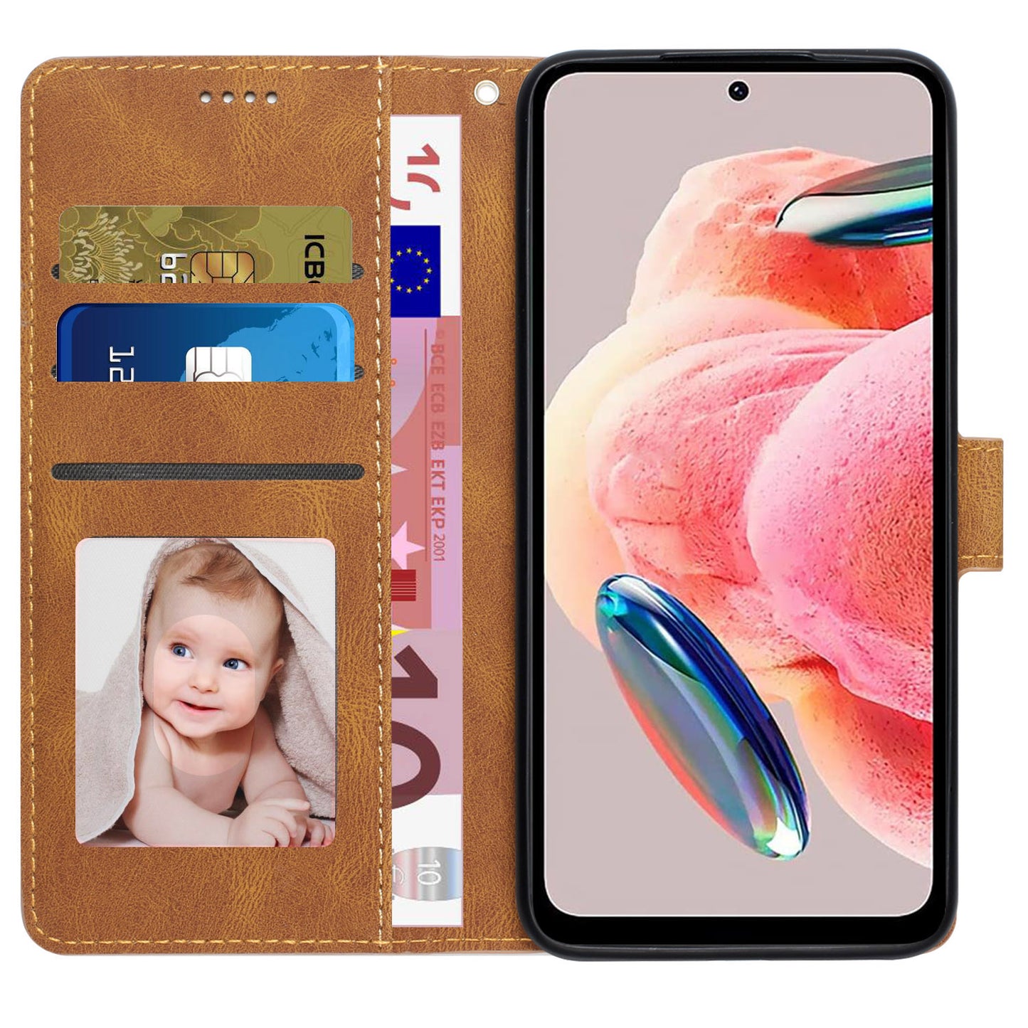 For Xiaomi Redmi Note 12 4G PU Leather Folio Flip Cover Magnetic Closure Wallet Stand Phone Case