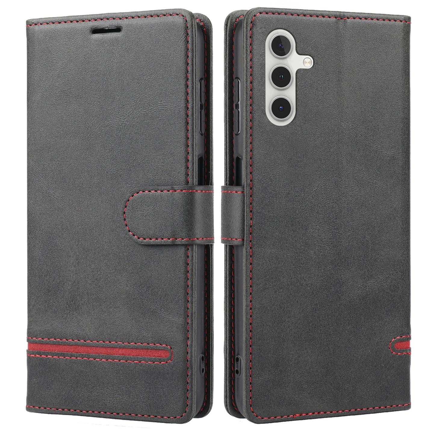 For Samsung Galaxy A24 4G Shockproof Phone Case Horizontal Line Leather Case Stand Wallet Cover