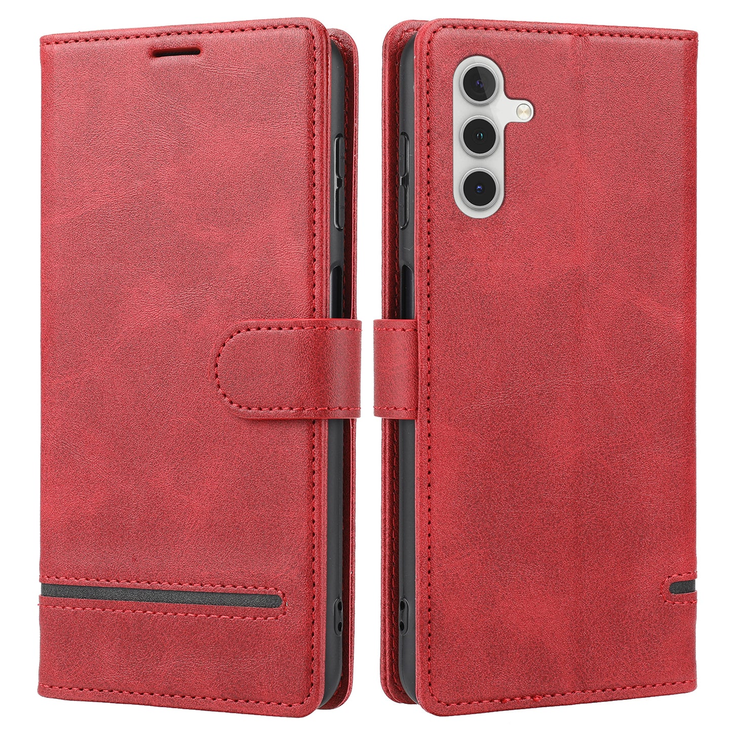 For Samsung Galaxy A24 4G Shockproof Phone Case Horizontal Line Leather Case Stand Wallet Cover