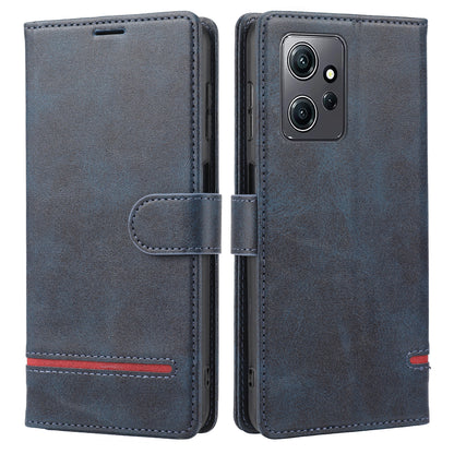 For Xiaomi Redmi Note 12 4G Wallet Phone Case Horizontal Line Leather Flip Cover with Stand
