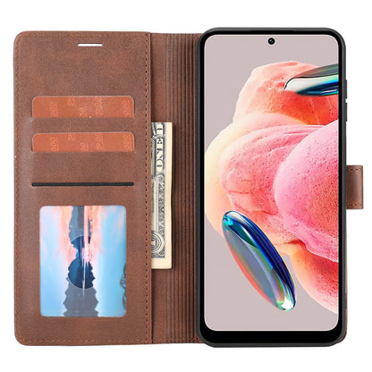For Xiaomi Redmi Note 12 4G Wallet Phone Case Horizontal Line Leather Flip Cover with Stand