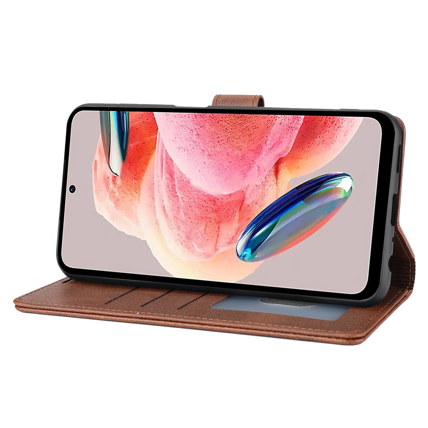 For Xiaomi Redmi Note 12 4G Wallet Phone Case Horizontal Line Leather Flip Cover with Stand