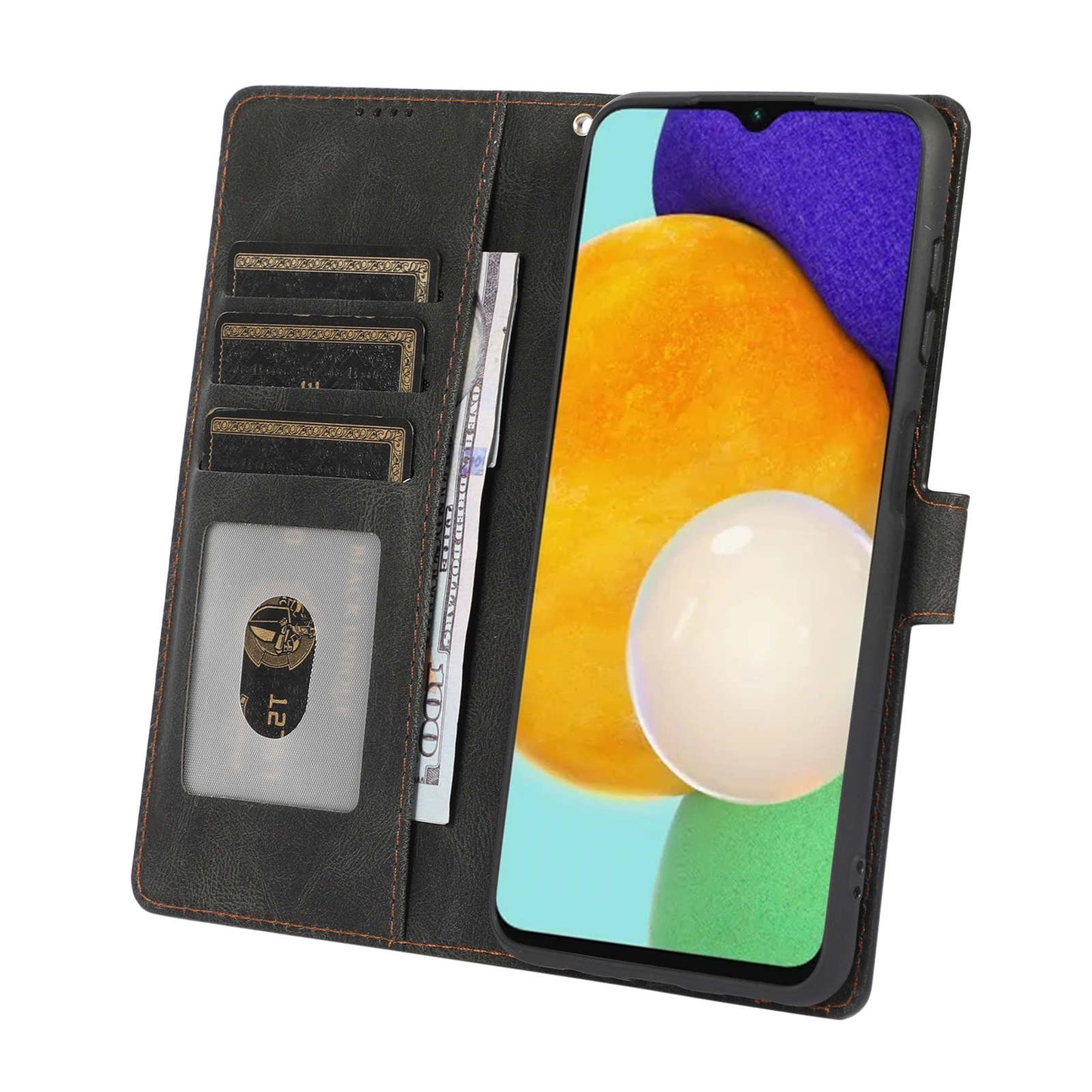 Stand Wallet Case for Samsung Galaxy M13 5G Drop Resistant PU Leather Phone Cover with Strap
