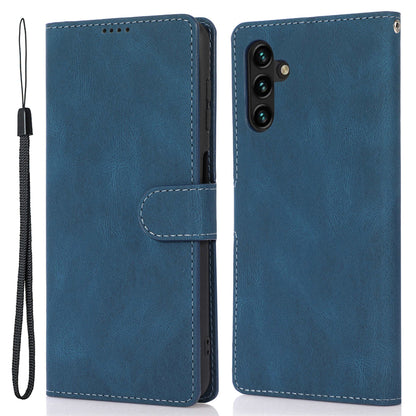 Stand Wallet Case for Samsung Galaxy M13 5G Drop Resistant PU Leather Phone Cover with Strap