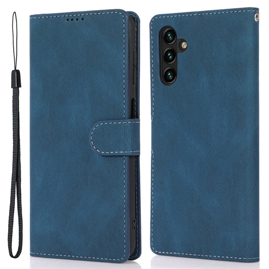 Stand Wallet Case for Samsung Galaxy M13 5G Drop Resistant PU Leather Phone Cover with Strap
