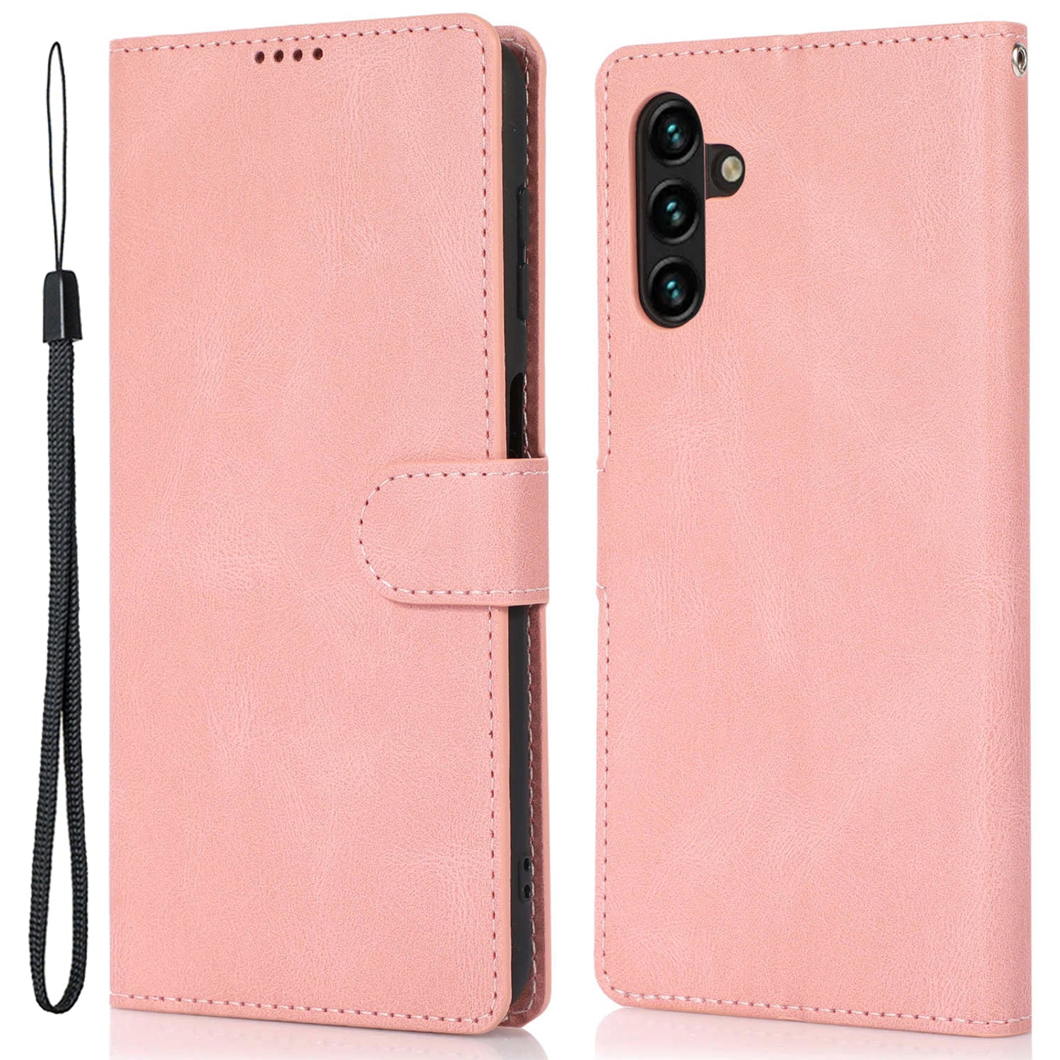 Stand Wallet Case for Samsung Galaxy M13 5G Drop Resistant PU Leather Phone Cover with Strap