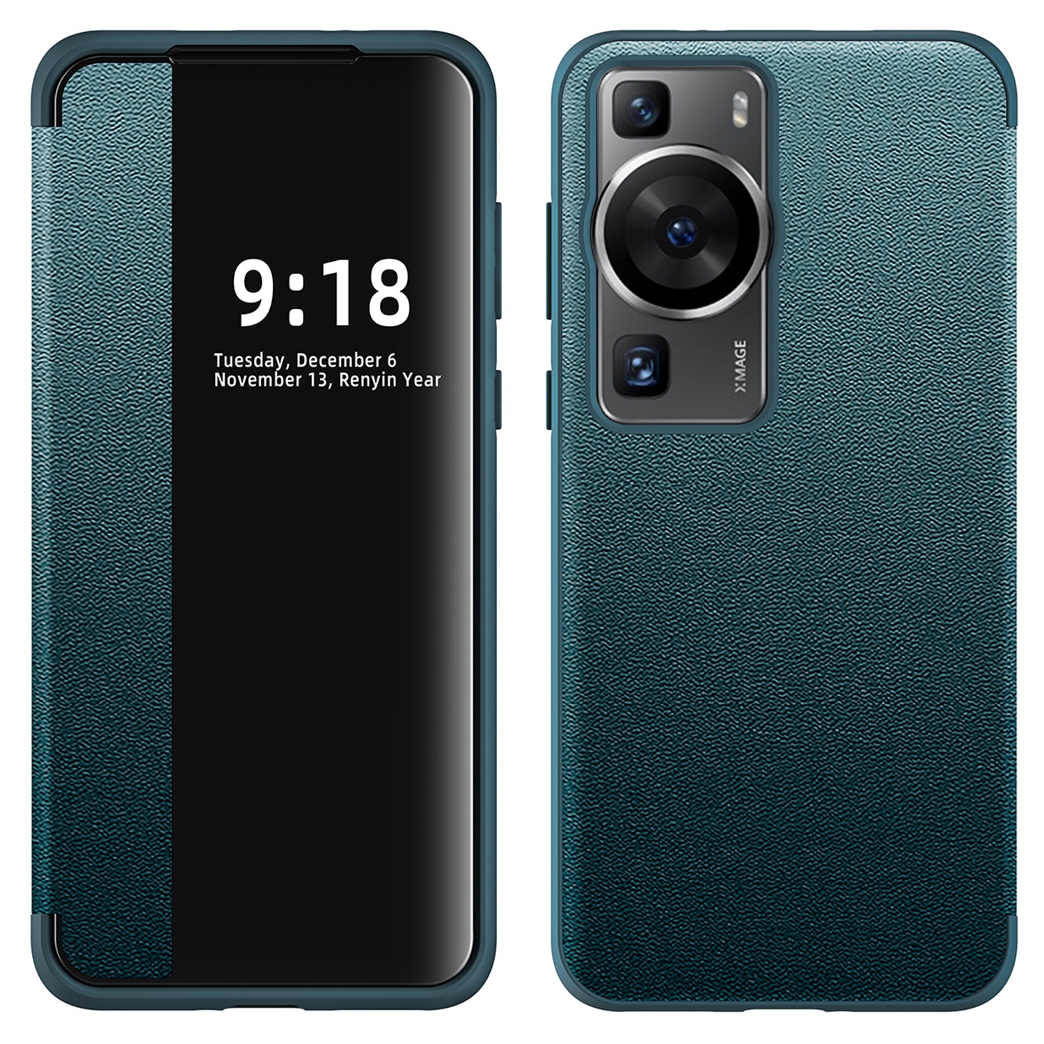 For Huawei P60 Anti-Drop Case View Window PU Leather Flip Cover TPU Acrylic Phone Case
