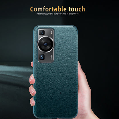For Huawei P60 Anti-Drop Case View Window PU Leather Flip Cover TPU Acrylic Phone Case