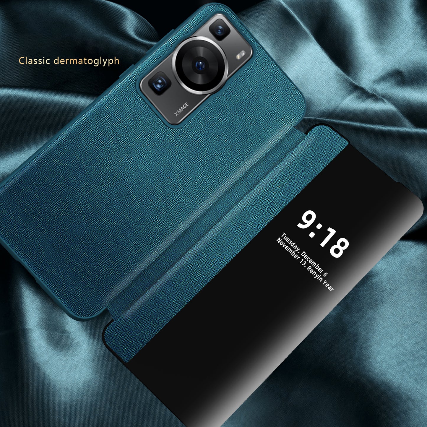 For Huawei P60 Anti-Drop Case View Window PU Leather Flip Cover TPU Acrylic Phone Case