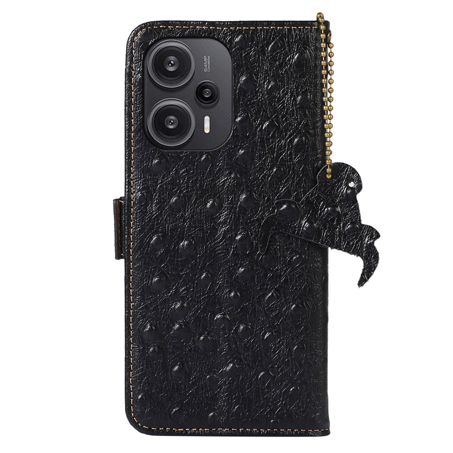 RFID Blocking Phone Case for Xiaomi Redmi Note 12 Turbo / Poco F5 5G , Wallet Stand Genuine Cow Leather Cover