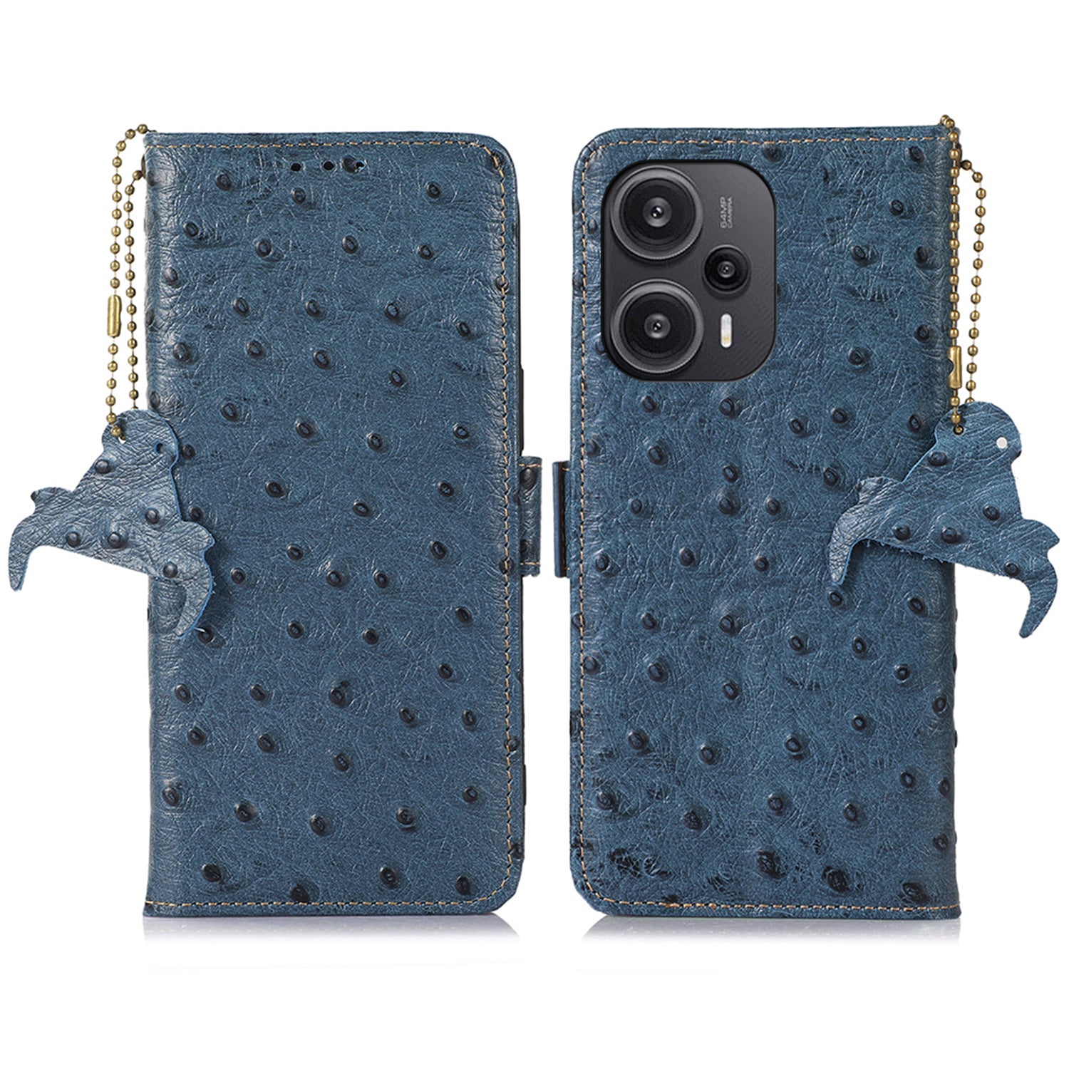 RFID Blocking Phone Case for Xiaomi Redmi Note 12 Turbo / Poco F5 5G , Wallet Stand Genuine Cow Leather Cover