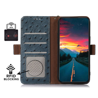 RFID Blocking Phone Case for Xiaomi Redmi Note 12 Turbo / Poco F5 5G , Wallet Stand Genuine Cow Leather Cover