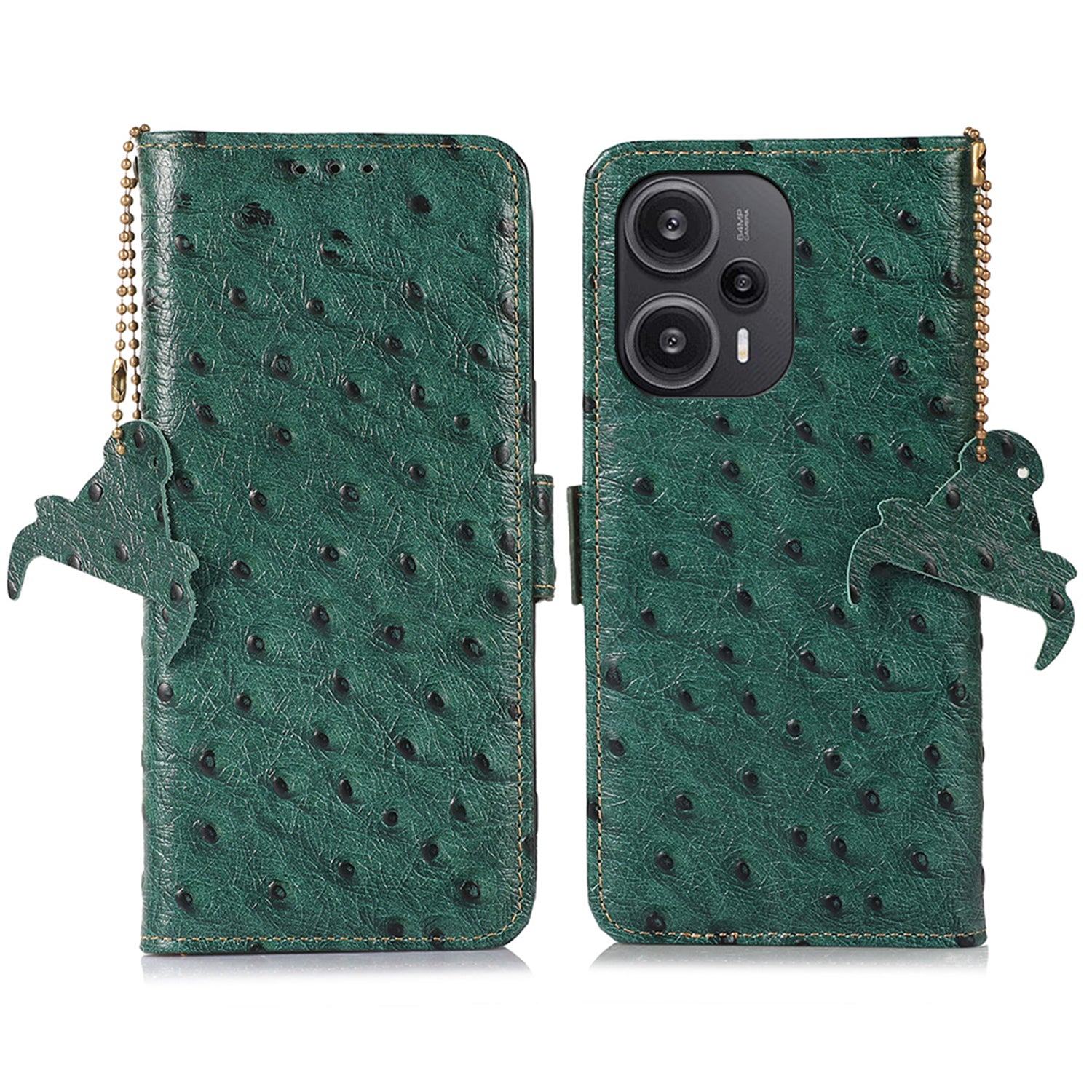 RFID Blocking Phone Case for Xiaomi Redmi Note 12 Turbo / Poco F5 5G , Wallet Stand Genuine Cow Leather Cover