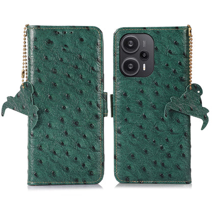 RFID Blocking Phone Case for Xiaomi Redmi Note 12 Turbo / Poco F5 5G , Wallet Stand Genuine Cow Leather Cover