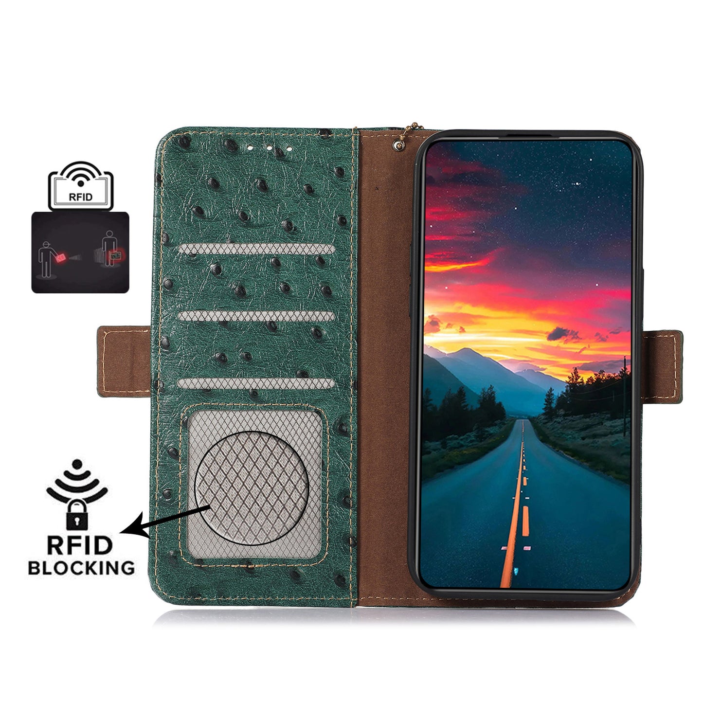 RFID Blocking Phone Case for Xiaomi Redmi Note 12 Turbo / Poco F5 5G , Wallet Stand Genuine Cow Leather Cover