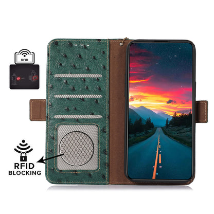 RFID Blocking Phone Case for Xiaomi Redmi Note 12 Turbo / Poco F5 5G , Wallet Stand Genuine Cow Leather Cover