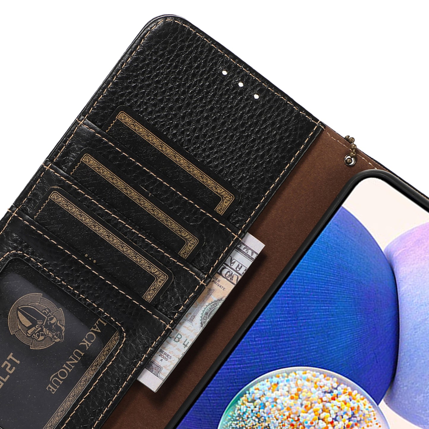 For Xiaomi Redmi Note 12 Turbo / Poco F5 5G RFID Blocking Stand Wallet Phone Case Genuine Cow Leather Phone Cover