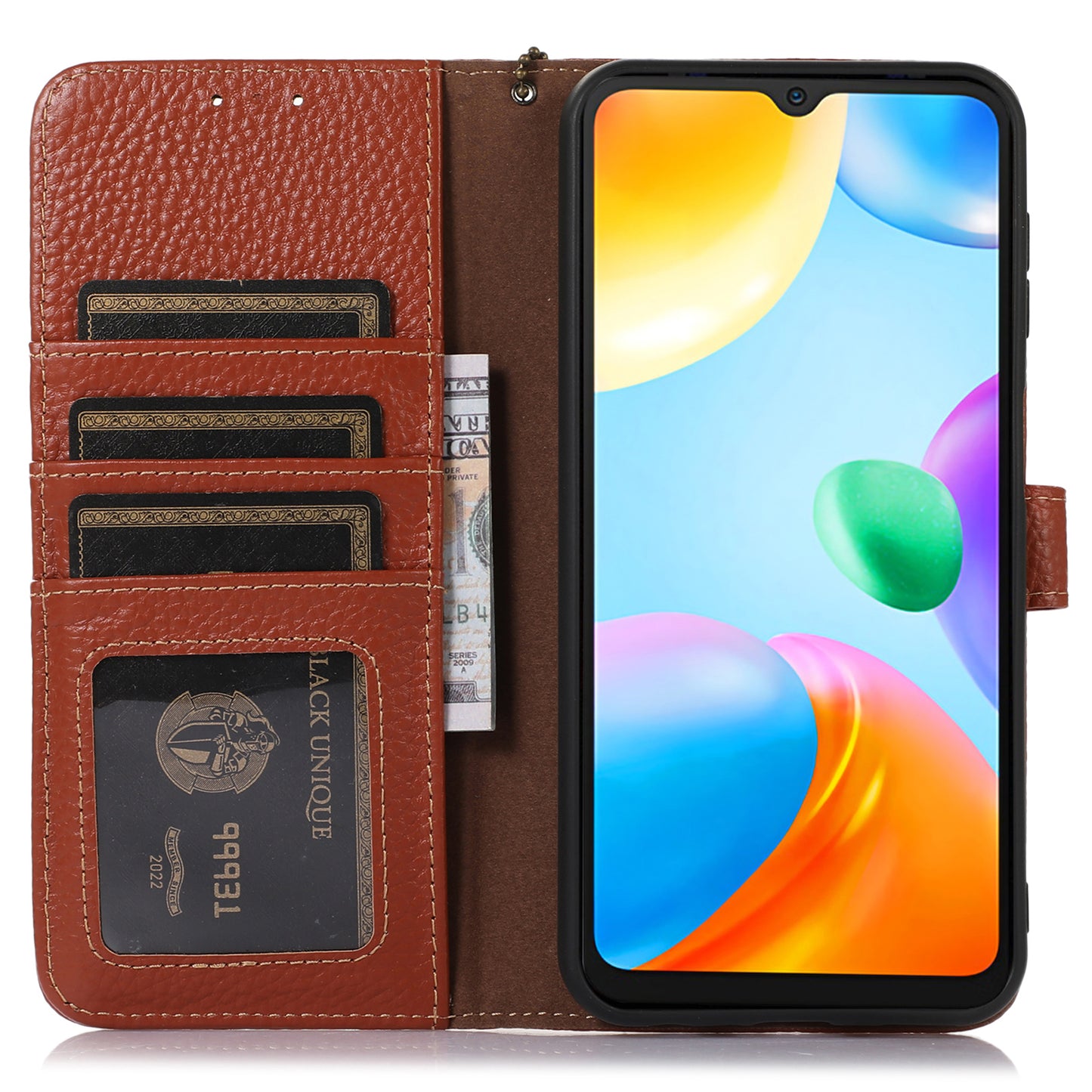 For Xiaomi Redmi Note 12 Turbo / Poco F5 5G RFID Blocking Stand Wallet Phone Case Genuine Cow Leather Phone Cover