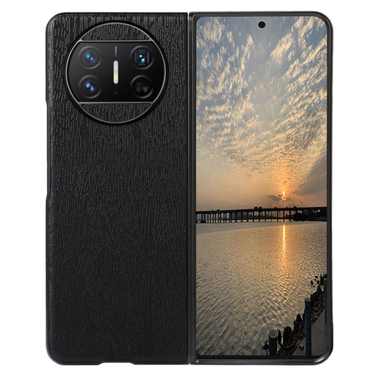 For Huawei Mate X3 5G Wood Texture Phone Case Anti-drop Leather Coated PC Phone Cover