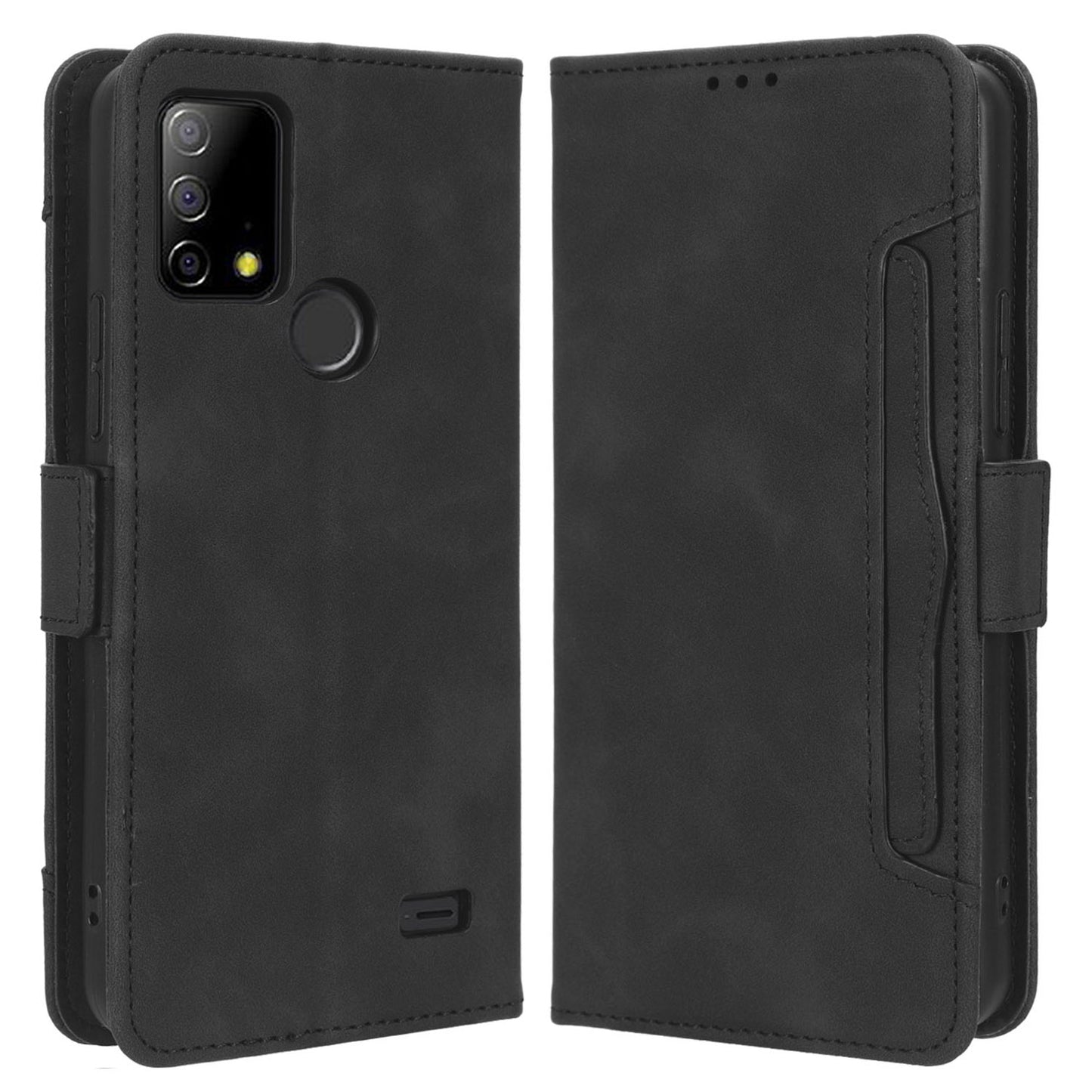 For Vodafone Smart T23 Wallet Phone Case Multiple Card Slots Phone Shell Leather Flip Cover with Stand