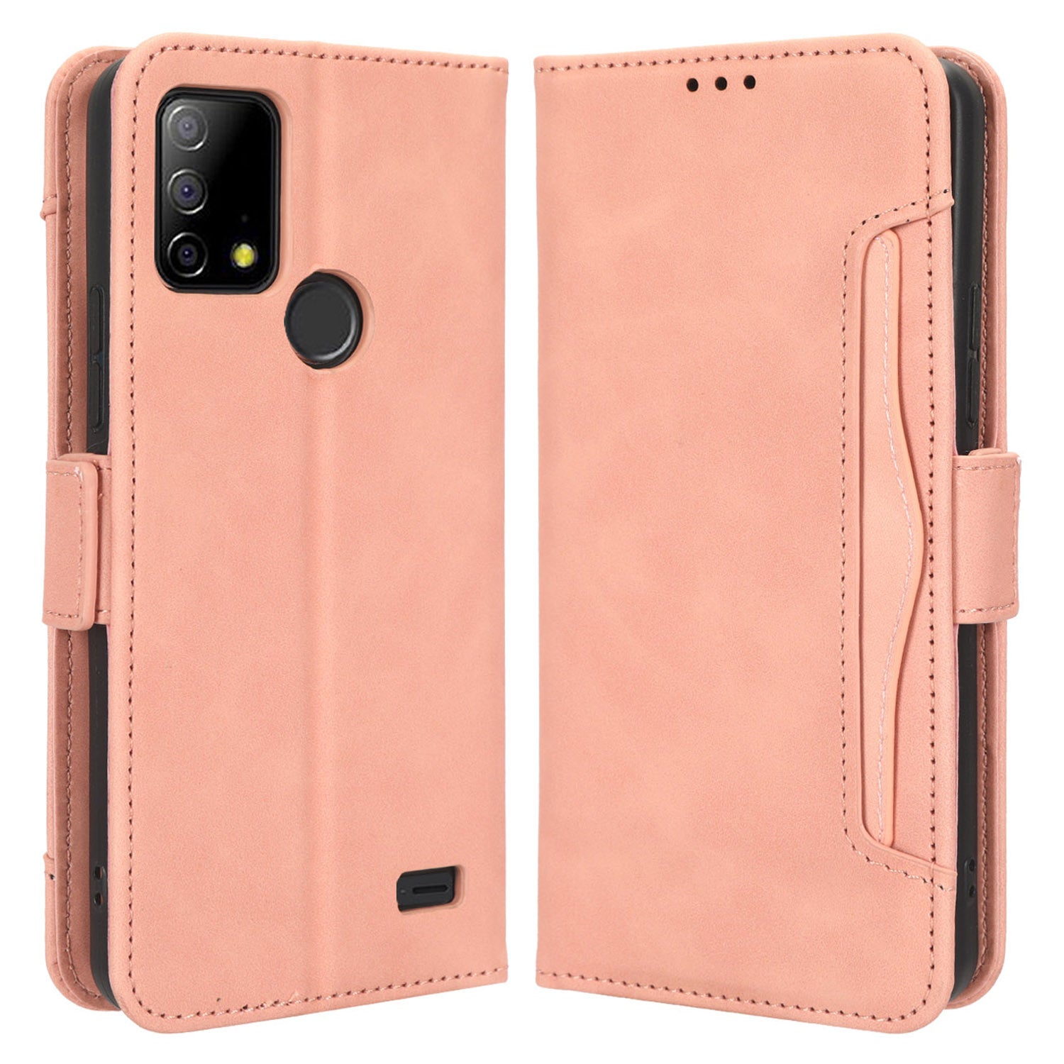 For Vodafone Smart T23 Wallet Phone Case Multiple Card Slots Phone Shell Leather Flip Cover with Stand