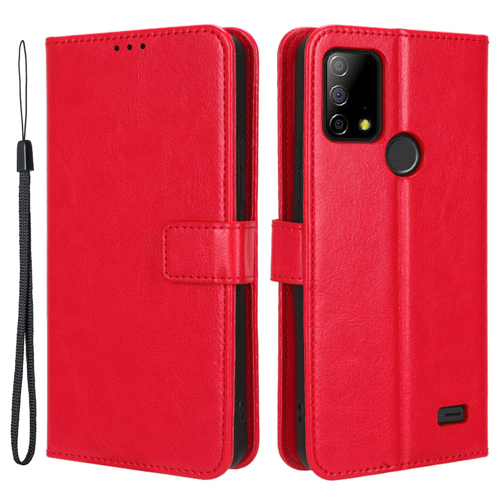 For Vodafone Smart T23 Crazy Horse Texture Wallet Case PU Leather Stand Folio Flip Phone Cover