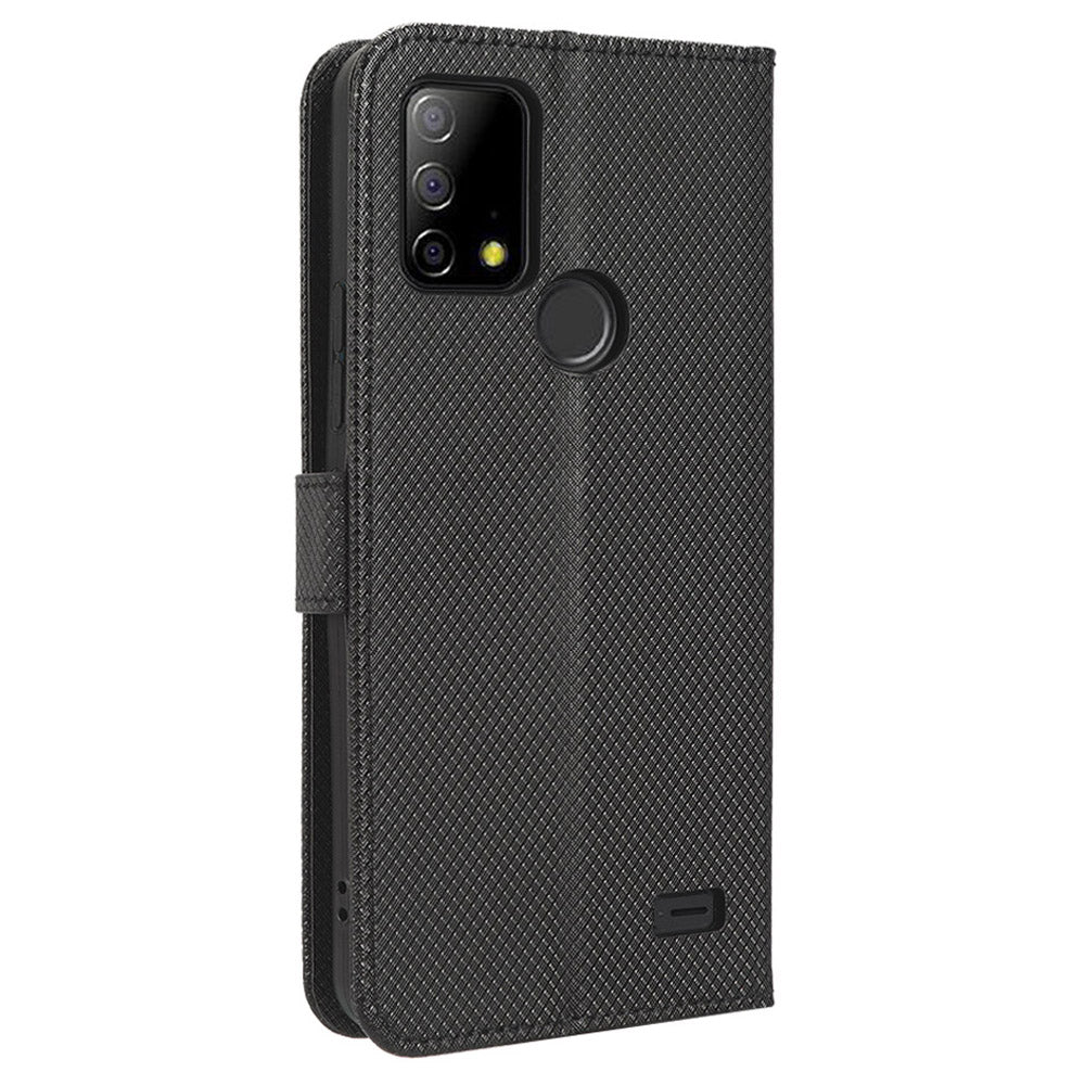 Protective Case for Vodafone Smart T23 PU Leather Flip Cover Diamond Texture Anti-Scratch Wallet Phone Case