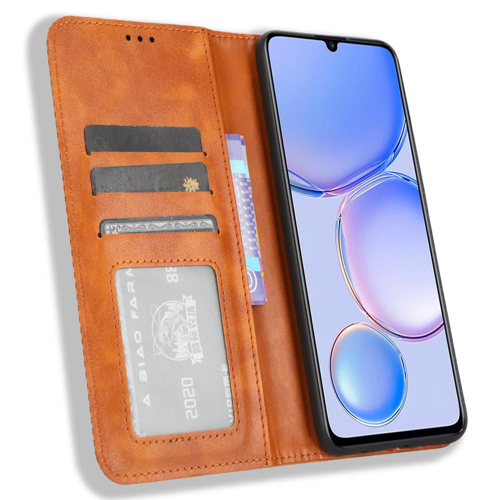Retro Phone Cover for Huawei Enjoy 60 Magnetic PU Leather Stand Cell Phone Wallet Case