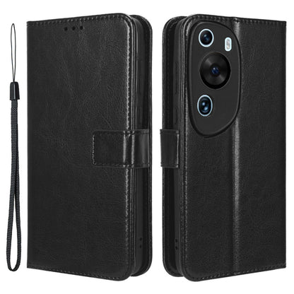 For P60 Art Shockproof Wallet Phone Case Crazy Horse Texture PU Leather Folio Flip Cover