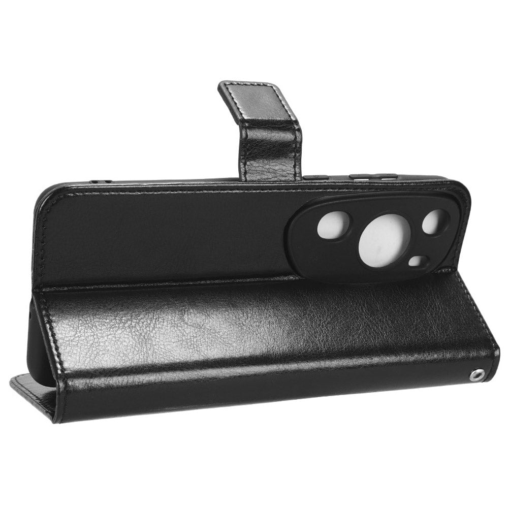 For P60 Art Shockproof Wallet Phone Case Crazy Horse Texture PU Leather Folio Flip Cover