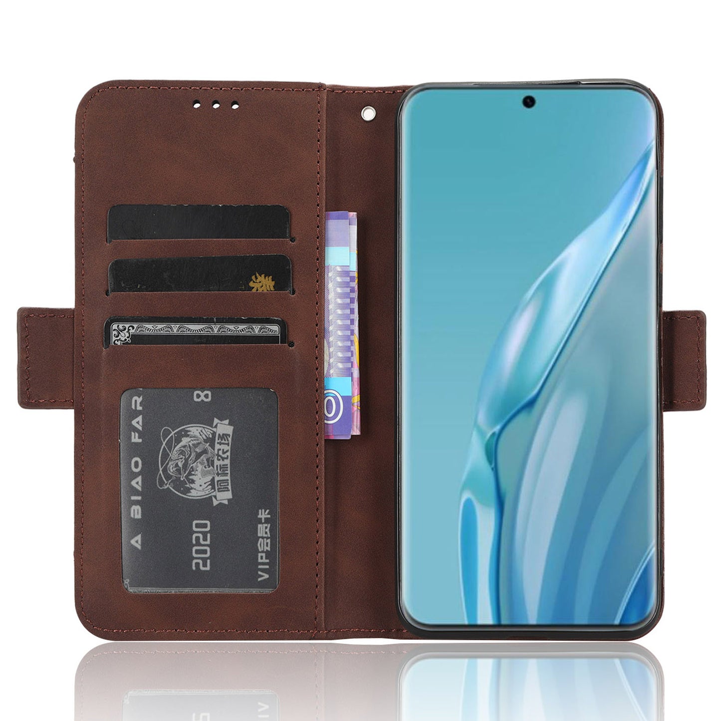 Wallet Phone Case for Huawei P60 Art Leather Flip Cover Multiple Card Slots Phone Shell with Stand